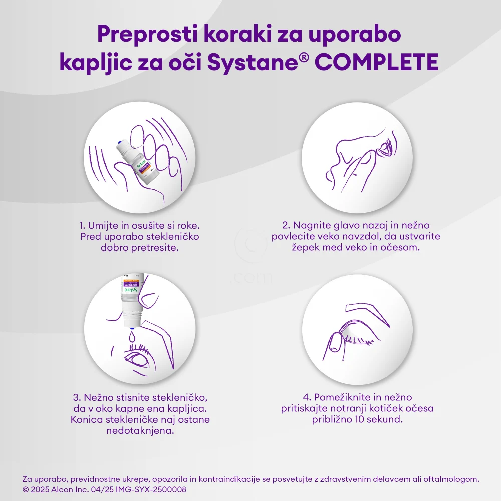 Systane Complete brez konzervansov, kapljice za oko (10 ml)